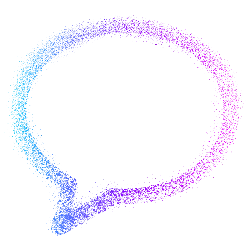 Stylized chat bubble illustrating AI text-based surveys that collect conversational customer feedback through messaging