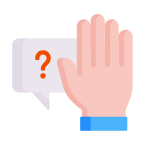 Question hand icon representing inability to ask intelligent follow-up questions