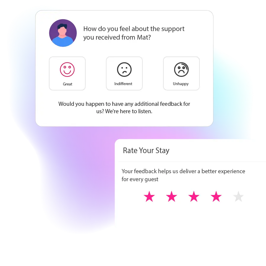 AI text survey interface combining open-ended customer feedback with rating-based metrics for deeper insights